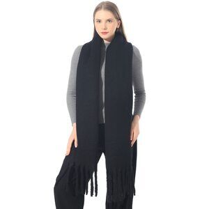8762 Big Scarf Coloured Oversized Tassel Soft Fall Winter Thick